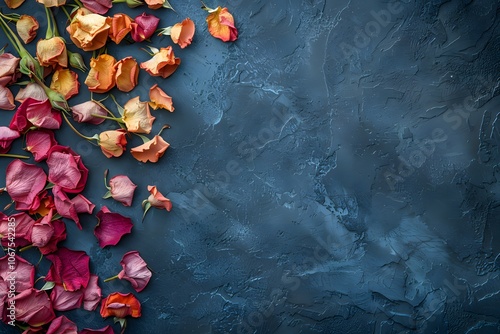 Vibrant Rose Petals on a Dark Textured Background
