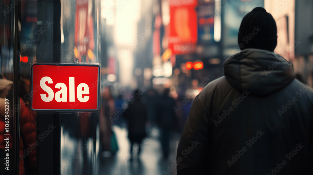 Znak Sale w oknie sklepu, a w tle widać ludzi spacerujących po ulicy. Ta scena doskonale oddaje klimat zakupów i radości związanej z wyprzedażami.
Znak Sale w oknie sklepu, a w tle widać ludzi spacerujących po ulicy. Ta scena doskonale oddaje klimat zakupów i radości związanej z wyprzedażami.