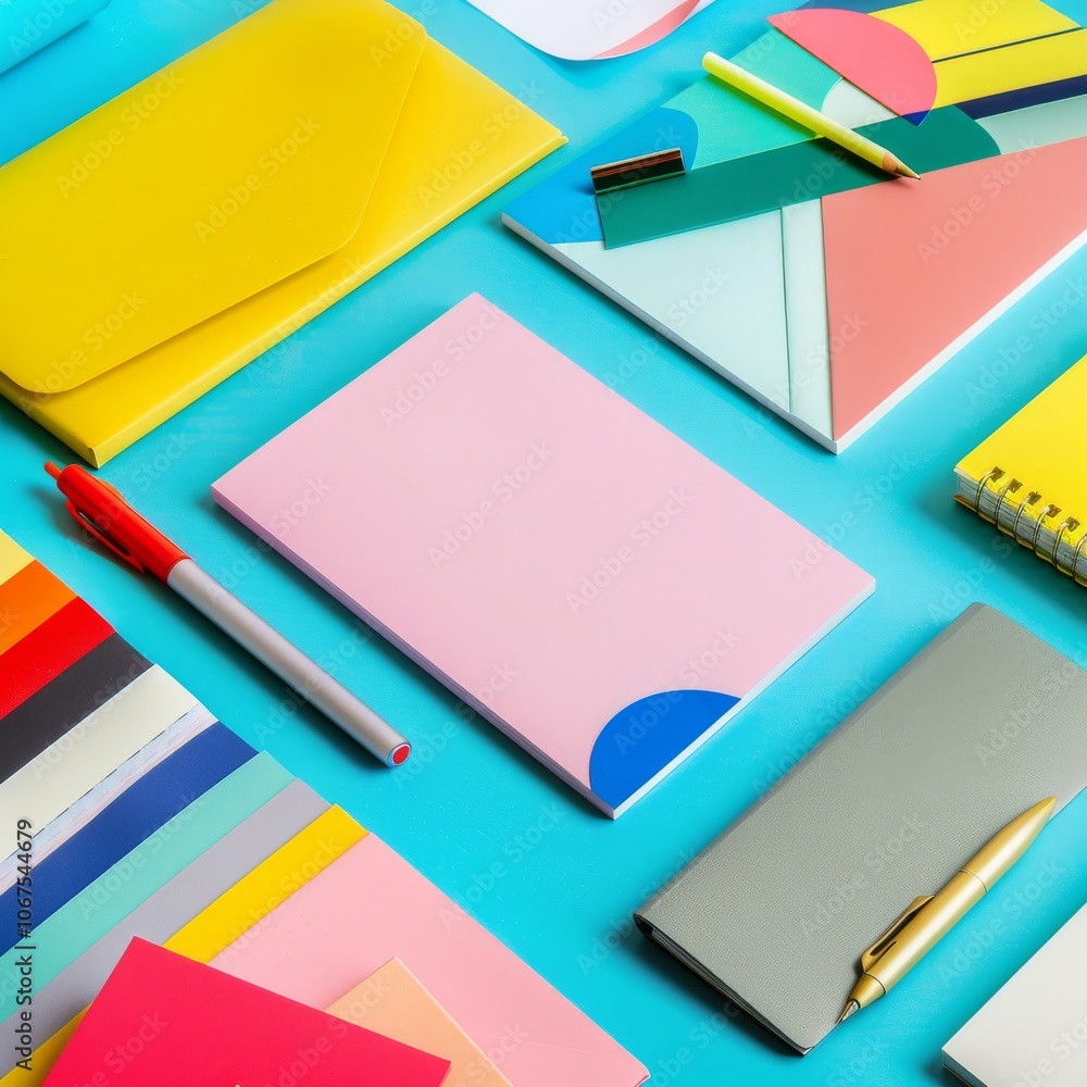 Bright modern stationery on table
Bright modern stationery on table