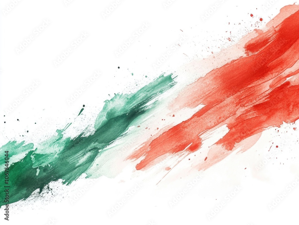 Brush strokes in red, white and green Brush strokes in red, white and green