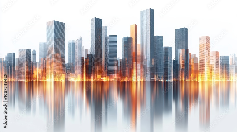 Night cityscape with reflections on a river, skyscrapers illuminated, symbolizing energy, vibrancy, and modern urban beauty Night cityscape with reflections on a river, skyscrapers illuminated, symbolizing energy, vibrancy, and modern urban beauty