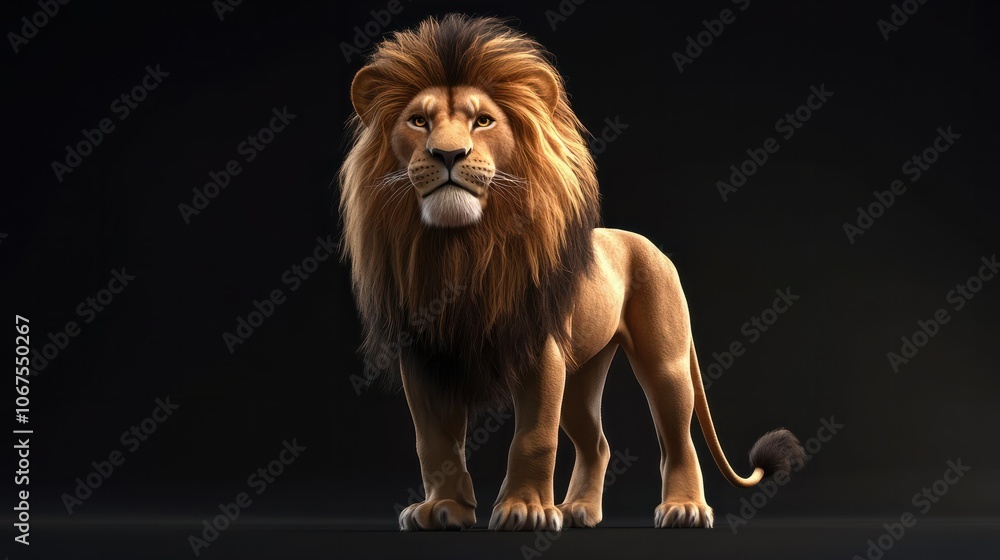 Fototapeta premium Lion king isolated on black
