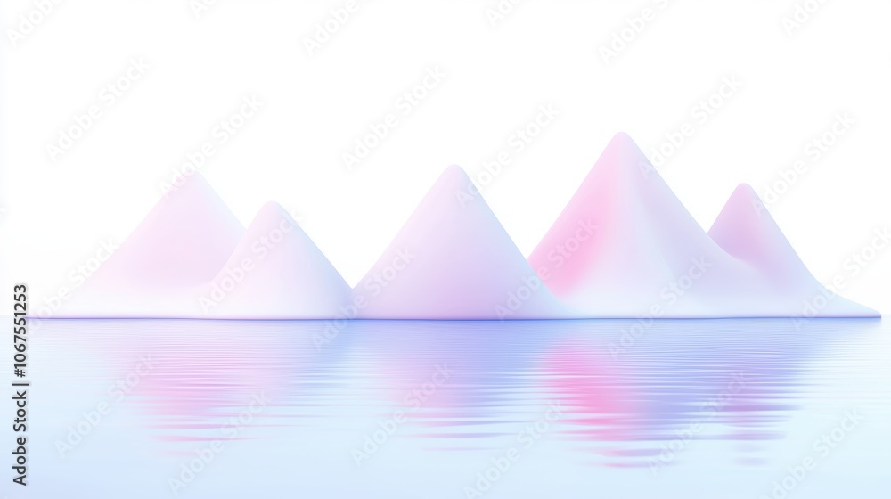 Snowy landscape with mountain peaks, frozen lake, and clear winter sky, peaceful and majestic outdoor scenery, winter wonderland, 3D illustration Snowy landscape with mountain peaks, frozen lake, and clear winter sky, peaceful and majestic outdoor scenery, winter wonderland, 3D illustration
