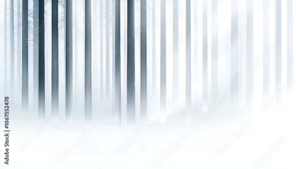 Fototapeta premium Hazy forest with sun rays breaking through tall trees, creating an ethereal, magical woodland atmosphere