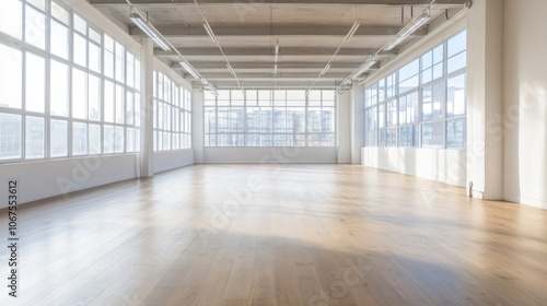 Bright Empty Interior Space with Large Windows