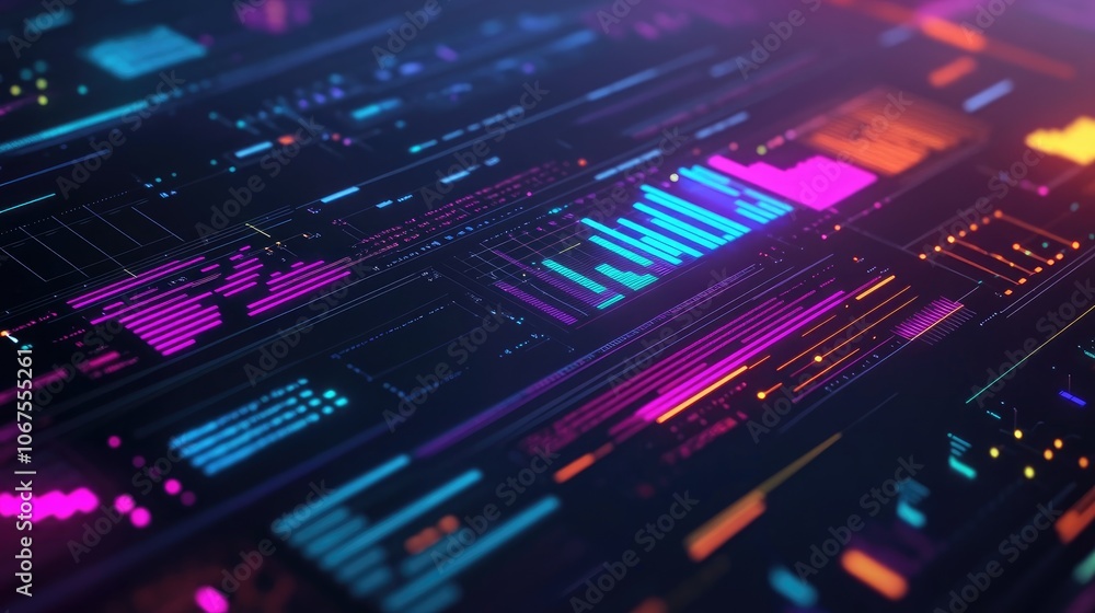 Stock tracking system flat design top view technology theme animation Split-complementary color scheme Stock tracking system flat design top view technology theme animation Split-complementary color scheme