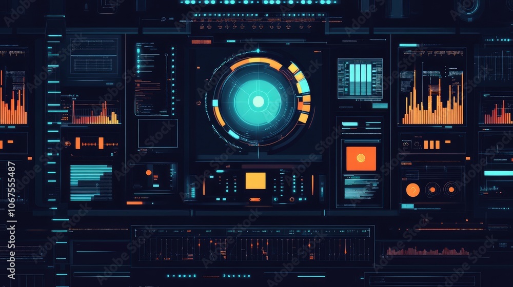 Stock tracking system flat design top view technology theme animation Split-complementary color scheme Stock tracking system flat design top view technology theme animation Split-complementary color scheme