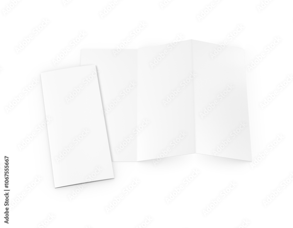 An image of a Trifold Brochure open and closed isolated on a white background An image of a Trifold Brochure open and closed isolated on a white background