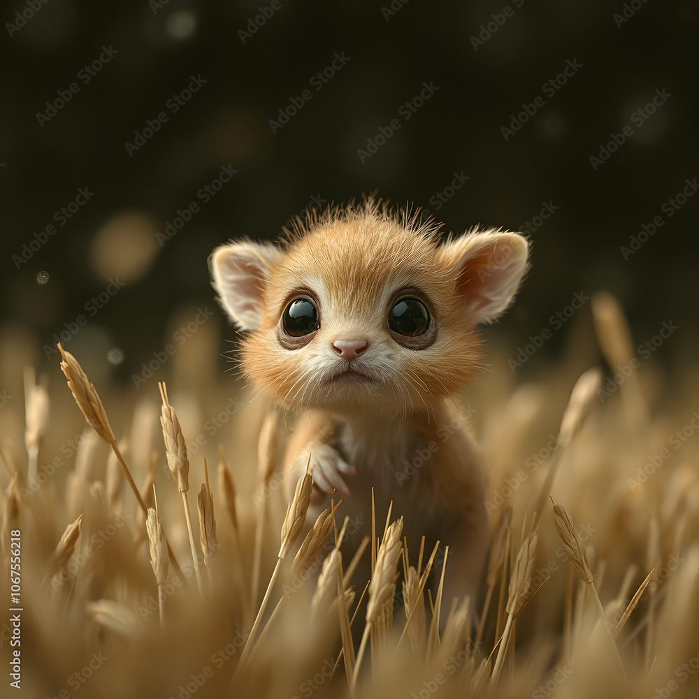 little cute fantasy critter in the grass little cute fantasy critter in the grass