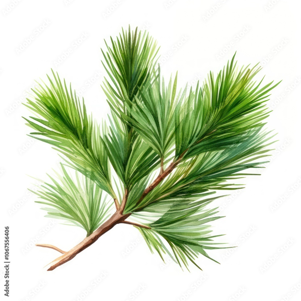 Pine branch plant tree white background. Pine branch plant tree white background.
