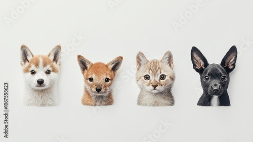 set of animals on a white background