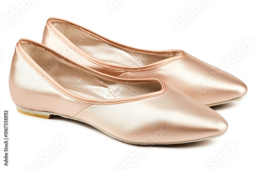 Soft-focus shot of a ballet dancer s pointe shoes, capturing elegance, discipline, and the beauty of movement photo