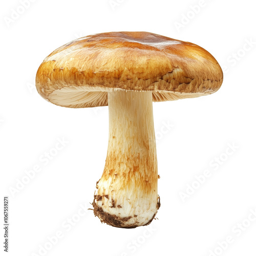 Detailed view of a wild mushroom with a smooth cap