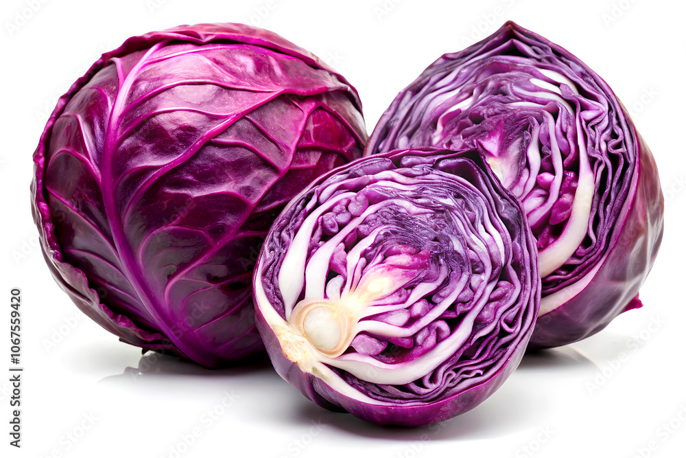 Purple cabbage isolated on white background. Clipping path included. Purple cabbage isolated on white background. Clipping path included.