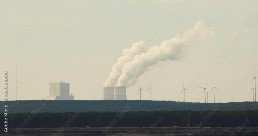 Power Plant Cooling Tower Steam Emission Time Lapse Power Plant Cooling Tower Steam Emission Time Lapse