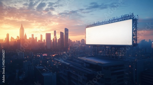 Big billboard with blank screen for advertising work. photo