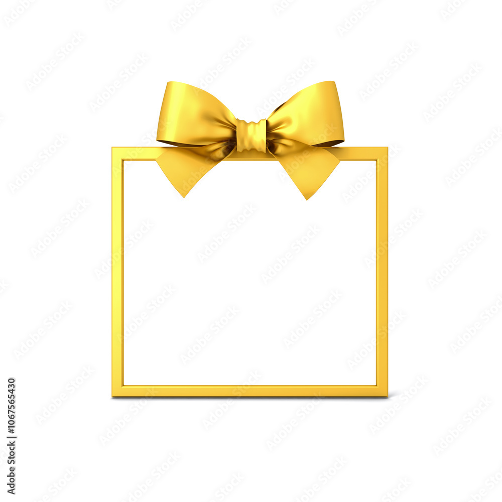 Gold gift box frame mockup or present frame border isolated on white background with shadow minimal creative idea concepts 3D rendering Gold gift box frame mockup or present frame border isolated on white background with shadow minimal creative idea concepts 3D rendering