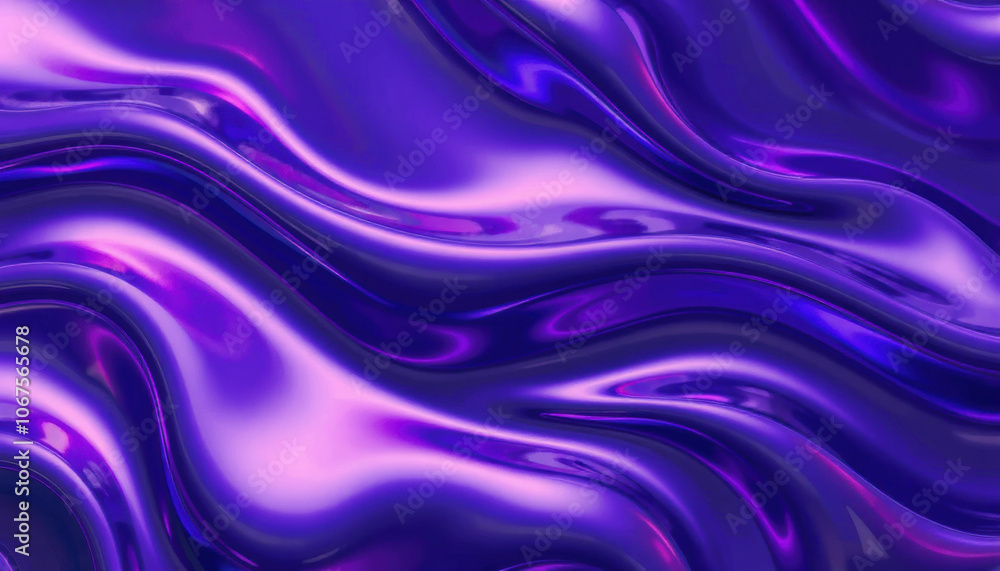 Obraz premium vibrant purple texture with smooth, flowing waves creating dynamic visual effect. glossy surface reflects light, enhancing depth and richness of color