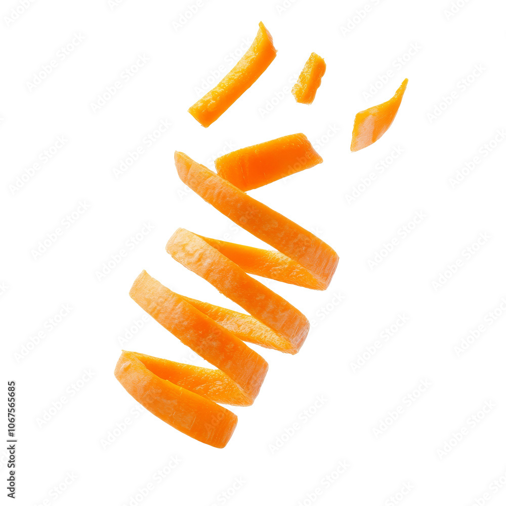 Orange peel spirals in mid air Orange peel spirals in mid air