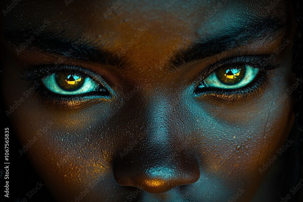 Intense gaze: captivating eyes under warm lighting Intense gaze: captivating eyes under warm lighting