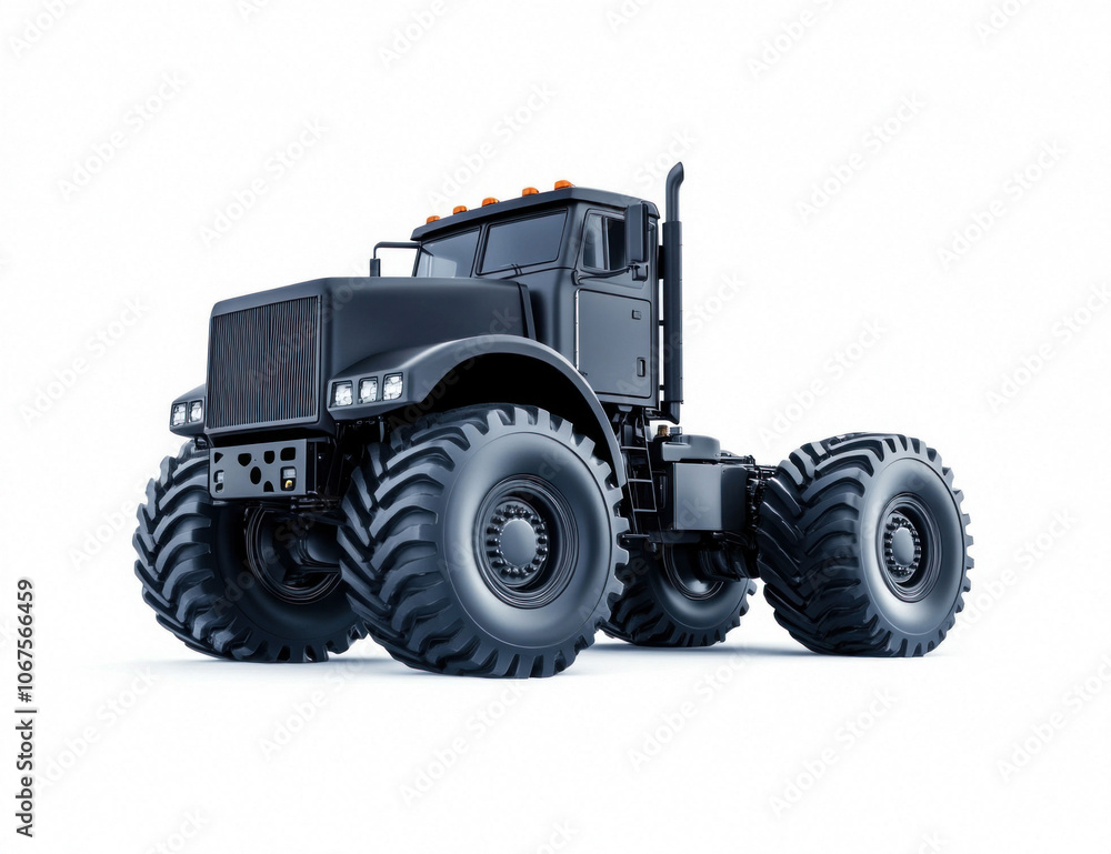 Obraz premium Heavy-Duty Monster Truck with Oversized Tires Isolated on White Background
