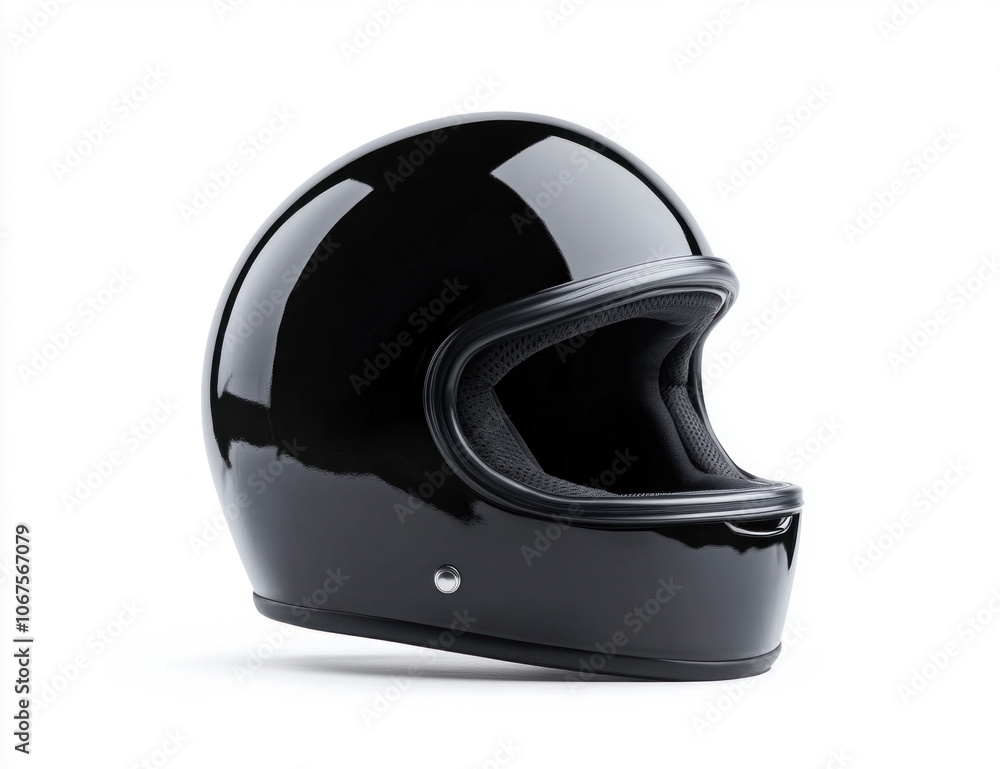 Modern Black Motorcycle Helmet Isolated on White Modern Black Motorcycle Helmet Isolated on White