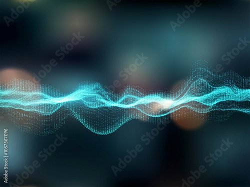 Big Data Technology Background With Abstract Mesh Waves, Futuristic Illustration