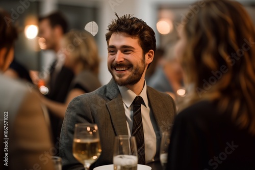 Guests enjoy lively discussions and drinks at a business networking event in a relaxed atmosphere