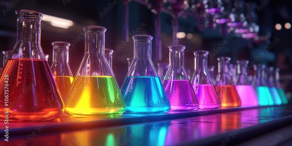 Glass Flasks with Colored Liquids Glass Flasks with Colored Liquids