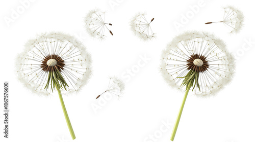 Obraz na płótnie Flying Dandelion Petals Drifting Through the Air on a Clear Day Generative AI w salonie