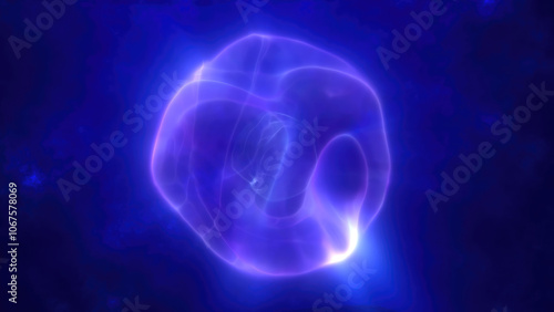 A glowing ethereal purple sphere with a soft flowing core floating against a dark mysterious background of energy mysticism, or abstract digital themes