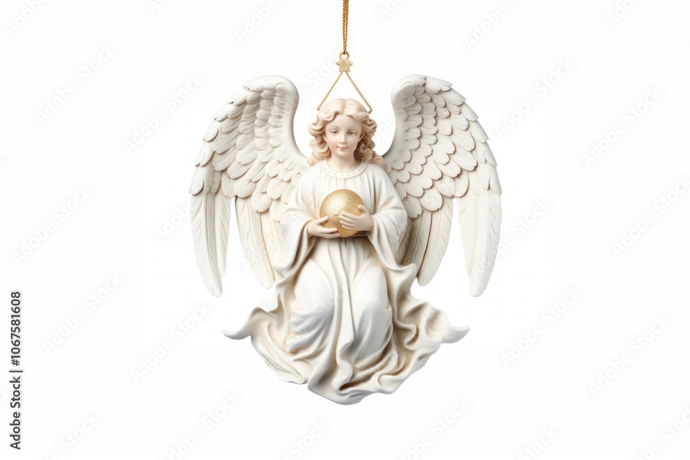 Naklejka premium Christmas angel white white background representation.