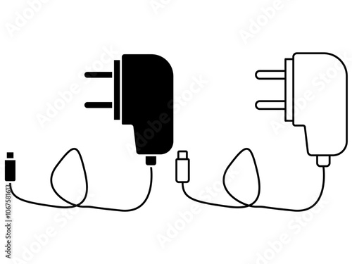 Mobile phone charger line icon. flat style sign for mobile concept and web design. Power adapter outline vector icon. Symbol, logo illustration. Vector graphics