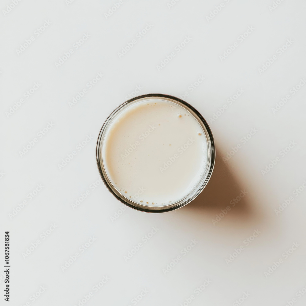 A small glass of milk, isolated on a white background, showcasing a refreshing drink option A small glass of milk, isolated on a white background, showcasing a refreshing drink option