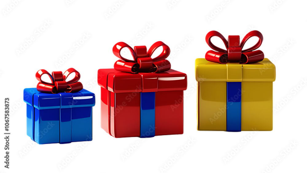 Obraz premium 3d cartoon style gift boxes on white background