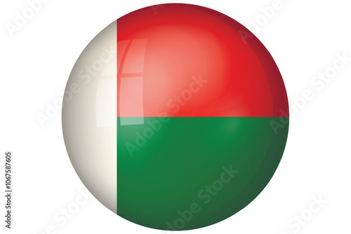 Free Download Flag of Madagascar. National symbol in official colors. Template icon. Abstract vector background. Round glass light ball, 3D big bubble, sphere. - GFXLoad