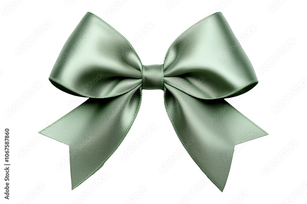 A beautifully crafted green satin bow with tails, isolated on transparent white background, perfect for gift wrapping. A beautifully crafted green satin bow with tails, isolated on transparent white background, perfect for gift wrapping.