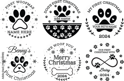 Dog's first Christmas ornament svg bundle