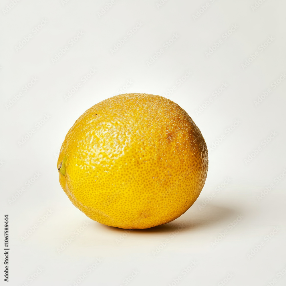 A single lemon with bright yellow skin, isolated on a white background, emphasizing a citrus fruit A single lemon with bright yellow skin, isolated on a white background, emphasizing a citrus fruit
