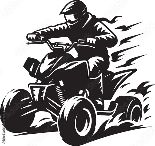 Quad bike rider mascot silhouette vector illustration isolated on a white background