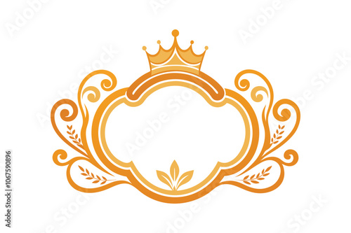 Elegant royal frame with crown vector art illustration.