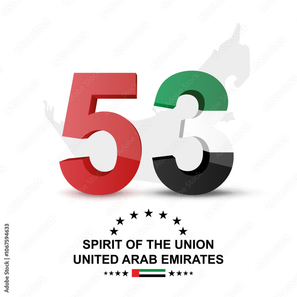 United Arab Emirates 53 National day. Greeting card for National Day. December 2 2024. EPS10 vector United Arab Emirates 53 National day. Greeting card for National Day. December 2 2024. EPS10 vector