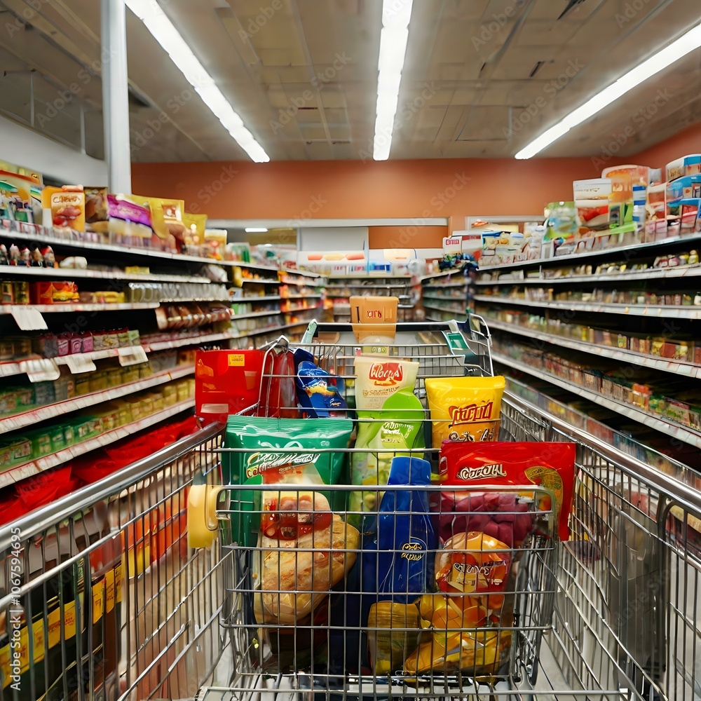 Fototapeta premium Grocery Store Shopping Aisle