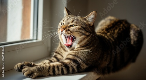 Wallpaper Mural Domestic cat yawning the sunny window Torontodigital.ca