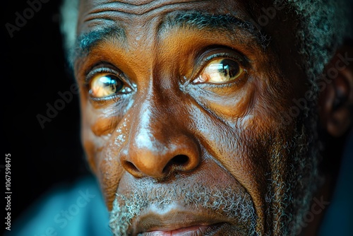 Elderly wisdom: close-up of a thoughtful senior man with deep expression