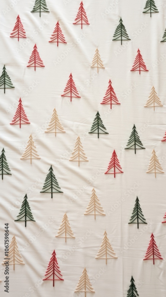 Obraz premium Minimal christmas tree pattern green red.
