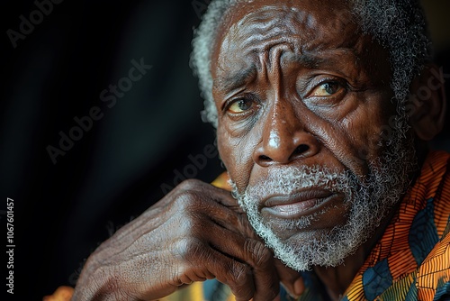 Elderly wisdom: thoughtful portrait of an african man in traditional attire