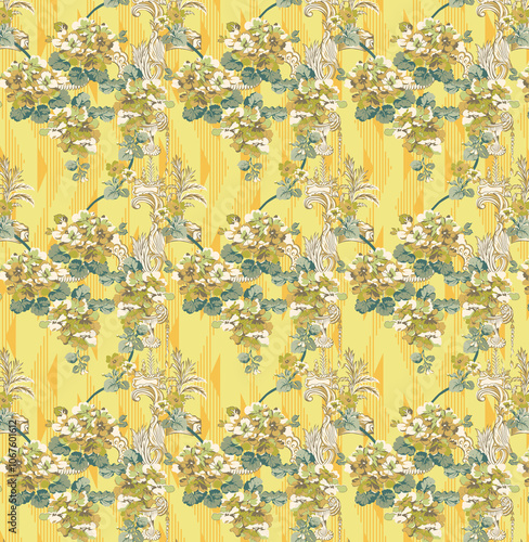 Obraz na płótnie seamless beautiful wallpaper cards all over design floral leaf vintage ornament Victorian ethnic geometric print paisley w salonie