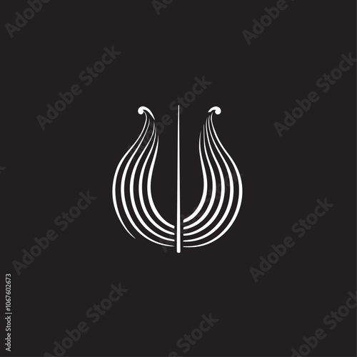 Lyre In cartoon, hand-drawn flat style. image for social media, websites and UI. Isolated 2D vector design in logo, icon, sketch style, simple line vector, single color. AI Generative Art.