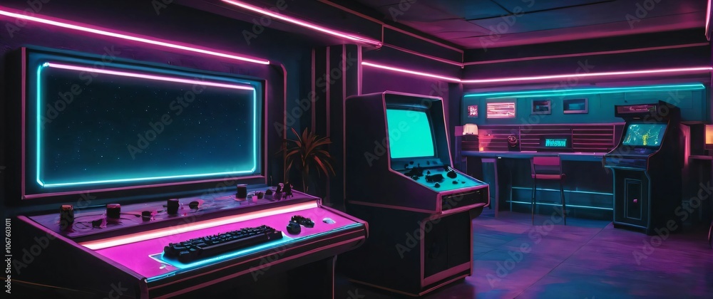 Retroinspired gaming wallpaper with an s synthwave theme Retroinspired gaming wallpaper with an s synthwave theme